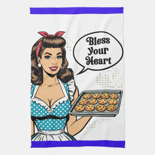 Retro Pinup_ Bless Your Heart Theedoek (Verticaal)