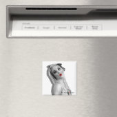 Retro Pinup  Blond Glamour Meisje Wit Magneet (Insitu (Vaatwasser))