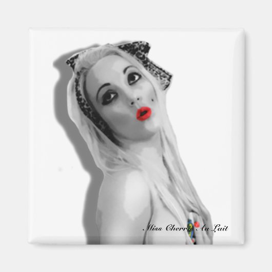 Retro Pinup  Blond Glamour Meisje Wit Magneet (Voorkant)