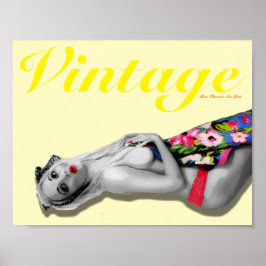 Retro Pinup Girl Art Nostalgisch landschap Poster