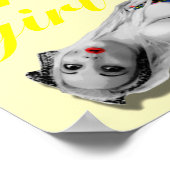 Retro Pinup Girl Art Nostalgisch Meisje Geel Poster (Hoek)