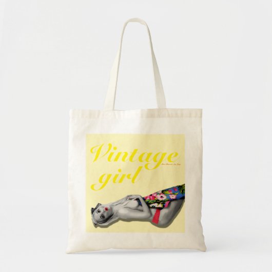 Retro Pinup Girl Art  Yellow Shopper Tote Bag (Voorkant)