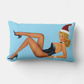 RETRO PINUP GIRL CHRISTMAS LUMBAR PILLOW KUSSEN
