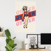 Retro Pinup Girl en New England Style Oyster Poster (Thuiskantoor)
