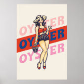 Retro Pinup Girl en New England Style Oyster Poster (Voorkant)