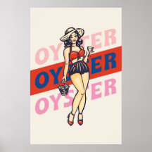Retro Pinup Girl en New England Style Oyster