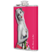 Retro Pinup Girl Hip Flask Cherrie Alt Pink Heupfles (Links)