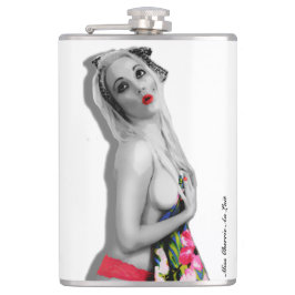 Retro Pinup Girl Hip Flask Cherrie Alt White Heupfles