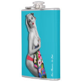 Retro Pinup Girl Hip Flask met Miss Cherrie Blauwg Heupfles (Links)