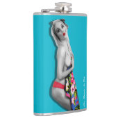 Retro Pinup Girl Hip Flask met Miss Cherrie Blauwg Heupfles (Rechts)