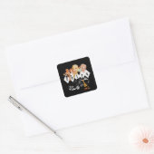 Retro Pinup Girls en een Hot Rod Vierkante Sticker (Envelop)