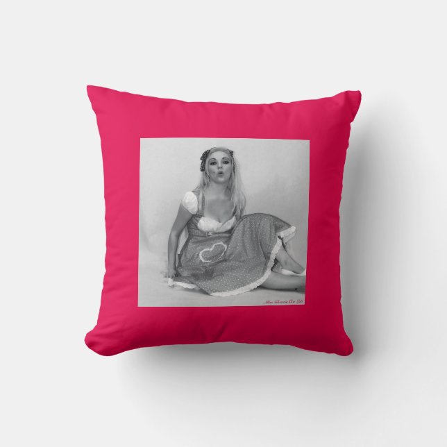Retro Pinup Grappig Quote Verhaal Roze Kussen Kuss (Voorkant)