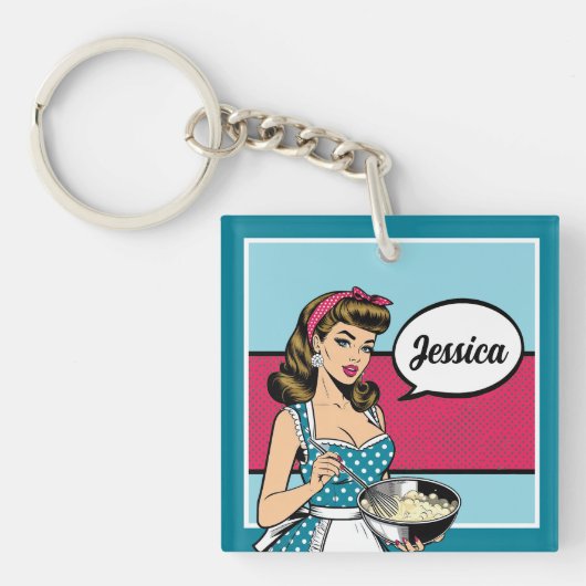 Retro Pinup_ Hey Darlin Sleutelhanger (voorkant)