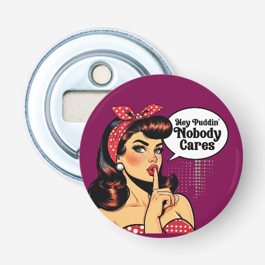 Retro Pinup_ Hey Pudding Button Flesopener (Voorkant)