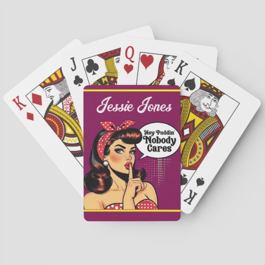 Retro Pinup_ Hey Pudding Pokerkaarten (Achterkant)