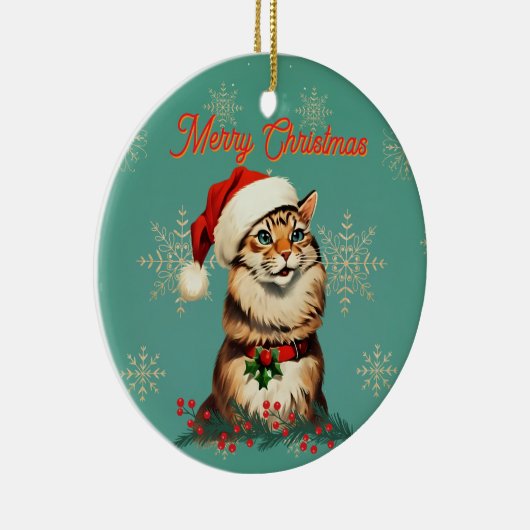 Retro Pinup  Kattenkerst Keramisch Ornament (Rechts)