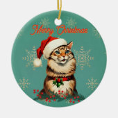 Retro Pinup  Kattenkerst Keramisch Ornament (Voorkant)