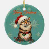 Retro Pinup  Kattenkerst Keramisch Ornament (Achterkant)