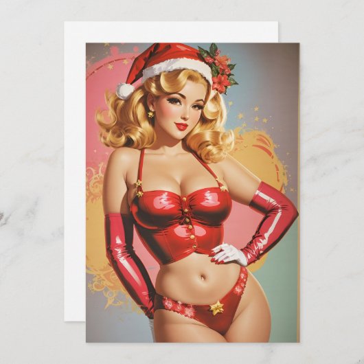 Retro Pinup Kerstkaart (Voorkant / Achterkant)