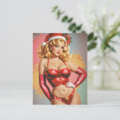 Retro Pinup Kerstkaart Feestdagenkaart (Staand voorkant)