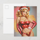 Retro Pinup Kerstkaart Feestdagenkaart (Voorkant / Achterkant)