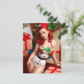 Retro Pinup Kerstkaart Feestdagenkaart (Staand voorkant)