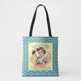 Retro Pinup Meisje blauw & groen Tote Bag