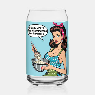 Retro Pinup_ met vriendelijkheid Blikvorm Glas