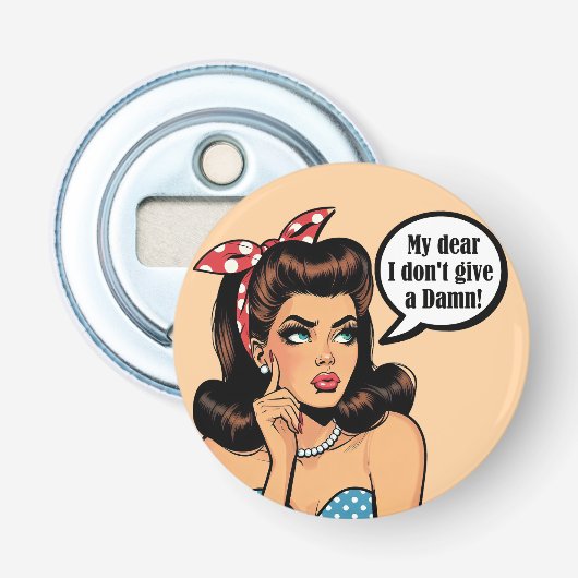 Retro Pinup_ Mijn lief Button Flesopener (Voorkant)