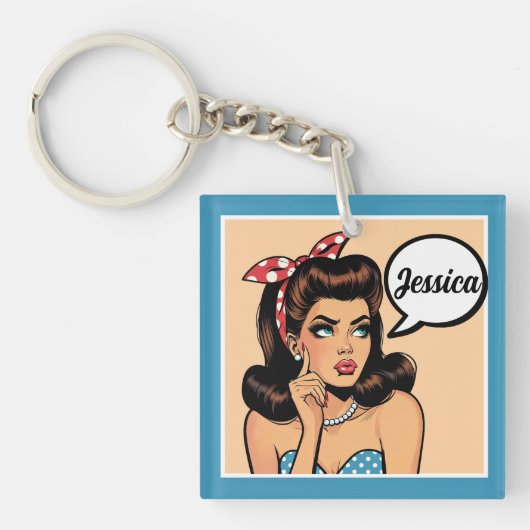 Retro Pinup_ Mijn lief Sleutelhanger (voorkant)