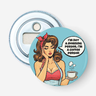 Retro Pinup_ Ochtend Persoon Button Flesopener