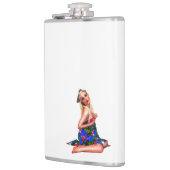 Retro Pinup Tropische Tiki Beach Meisje Witte Hip Heupfles (Links)