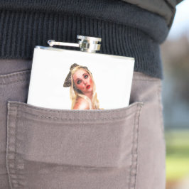 Retro Pinup Tropische Tiki Beach Meisje Witte Hip Heupfles