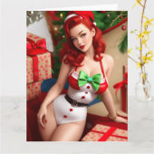 Retro Pinup Vakantie Groet Kaart (Gele Bloem)