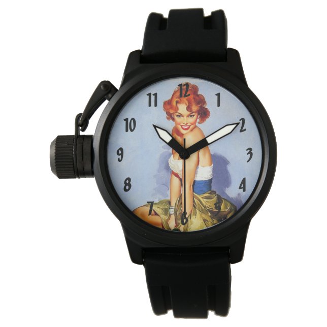 Retro  Pinups Horloge (Voorkant)