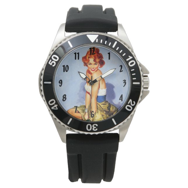 Retro  Pinups Horloge (Voorkant)