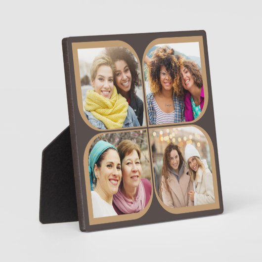 Retro Pinwheels Petal 4 Foto Collage Brown Fotoplaat (Voorkant)