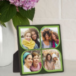 Retro Pinwheels Petal 4 Foto Collage Green Fotoplaat<br><div class="desc">Stijlvolle fotoweergave in twee toongroen met een foto-collage van de retro-pinwielstijl. Het fotomalplaatje is opstelling voor u om 4 van uw favoriete foto's toe te voegen, die automatisch in de bloembollen vormen worden getoond. Als u om het even welk probleem met de plaatsing van het afbeelding hebt, probeer bebouwend uw...</div>