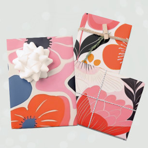 Retro pioenbloem inpakpapier vel