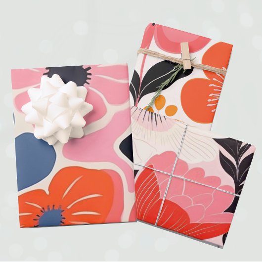 Retro pioenbloem inpakpapier vel