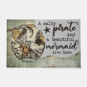 Retro Pirate en zijn Zeemeermin Doormat Deurmat (Voorkant)