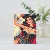 Retro Pirate Pin Up Briefkaart (Staand voorkant)
