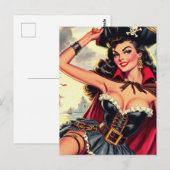 Retro Pirate Pin Up Briefkaart (Voorkant / Achterkant)