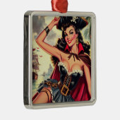 Retro Pirate Pin Up Metalen Ornament (Rechts)