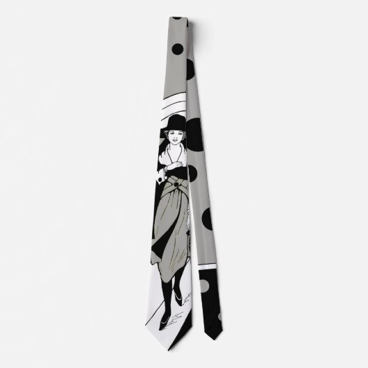Retro-piste-model, vintage art-deco-mode stropdas (Voorkant)