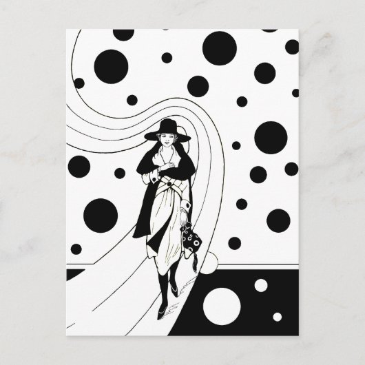 Retro Pistermodel, Vintage Art Deco Mode Briefkaart (Voorkant)