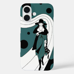 Retro Pistermodel, Vintage Art Deco Mode iPhone 16 Hoesje