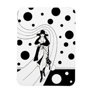 Retro Pistermodel, Vintage Art Deco Mode Magneet