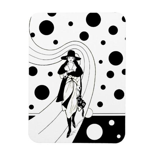 Retro Pistermodel, Vintage Art Deco Mode Magneet (Verticaal)