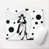 Retro Pistermodel, Vintage Art Deco Mode Muismat (Met muis)